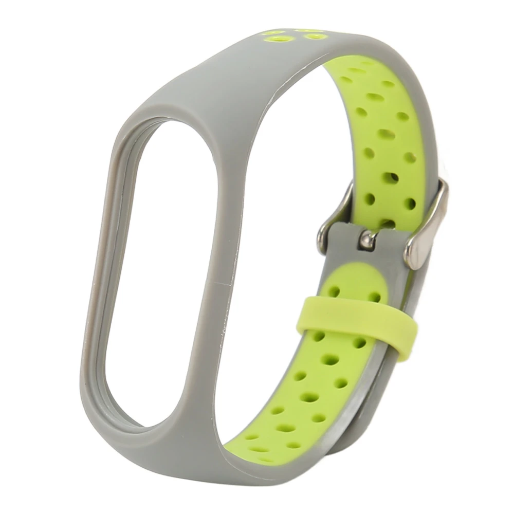 Replacement Wristband Full Protection Adjust Size Soft Silicone Smart Bracelet Strap for Mi Band 7 Grey Green