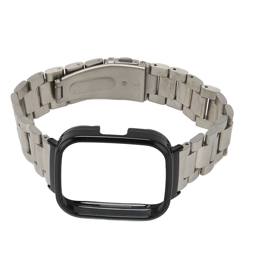 Watch Strap Protective Case Band 2 in 1 Adjusted Stainless Steel Watch Band for Redmi Watch 3 Silver