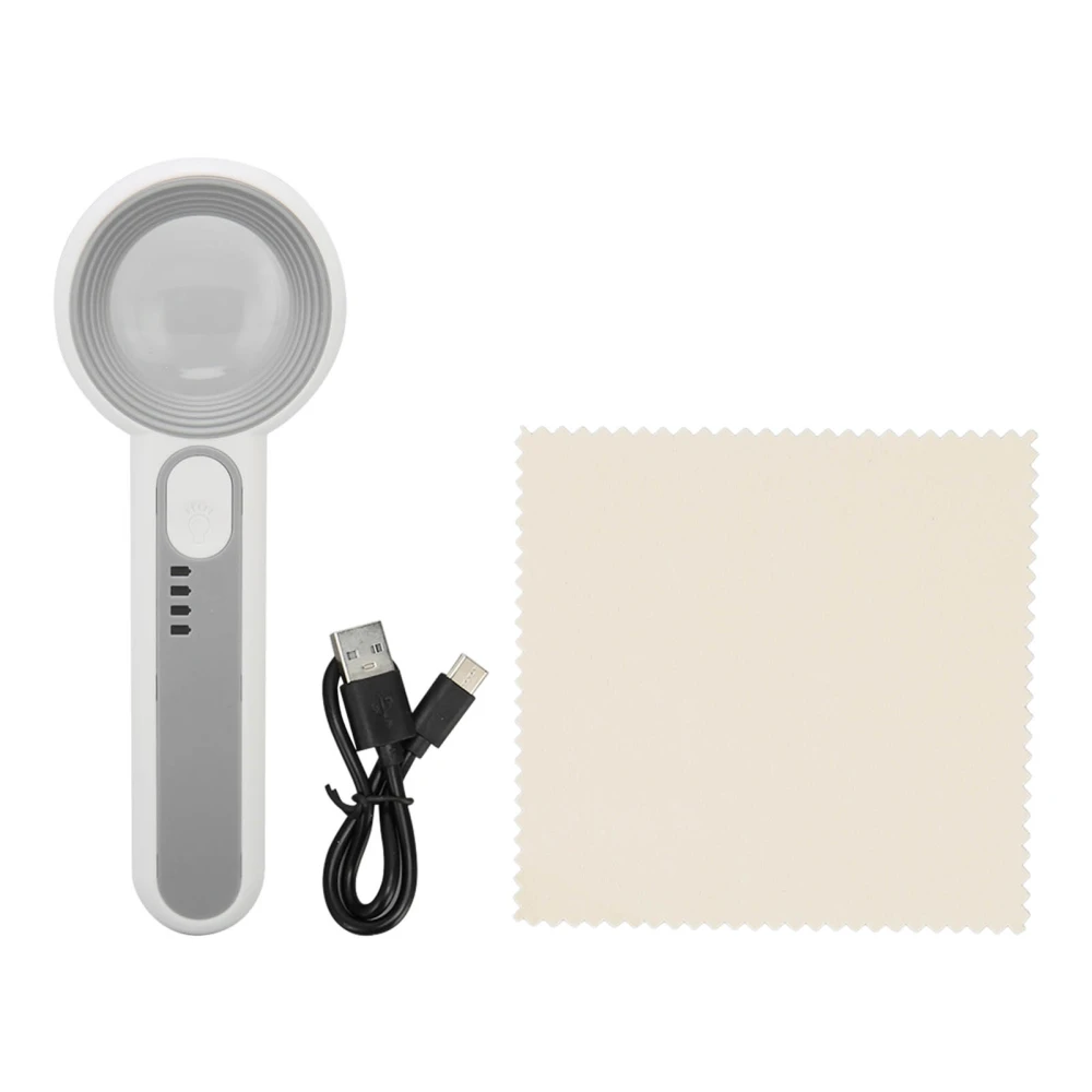 Magnifying Glass 11X Rechargeable 3 Levels Brightness Portable Handheld Magnifier with 10 LED for Reading Jewelry