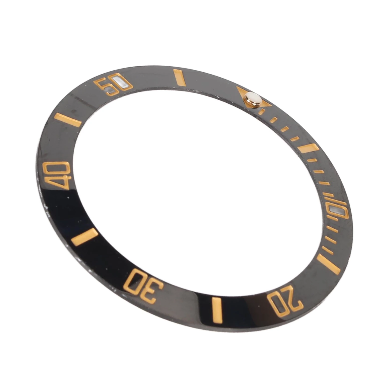 40mm Diameter Watch Bezel Insert Ring Clear Scale Luminous Ceramic Replacement Bezel Insert Gold Character Black Back