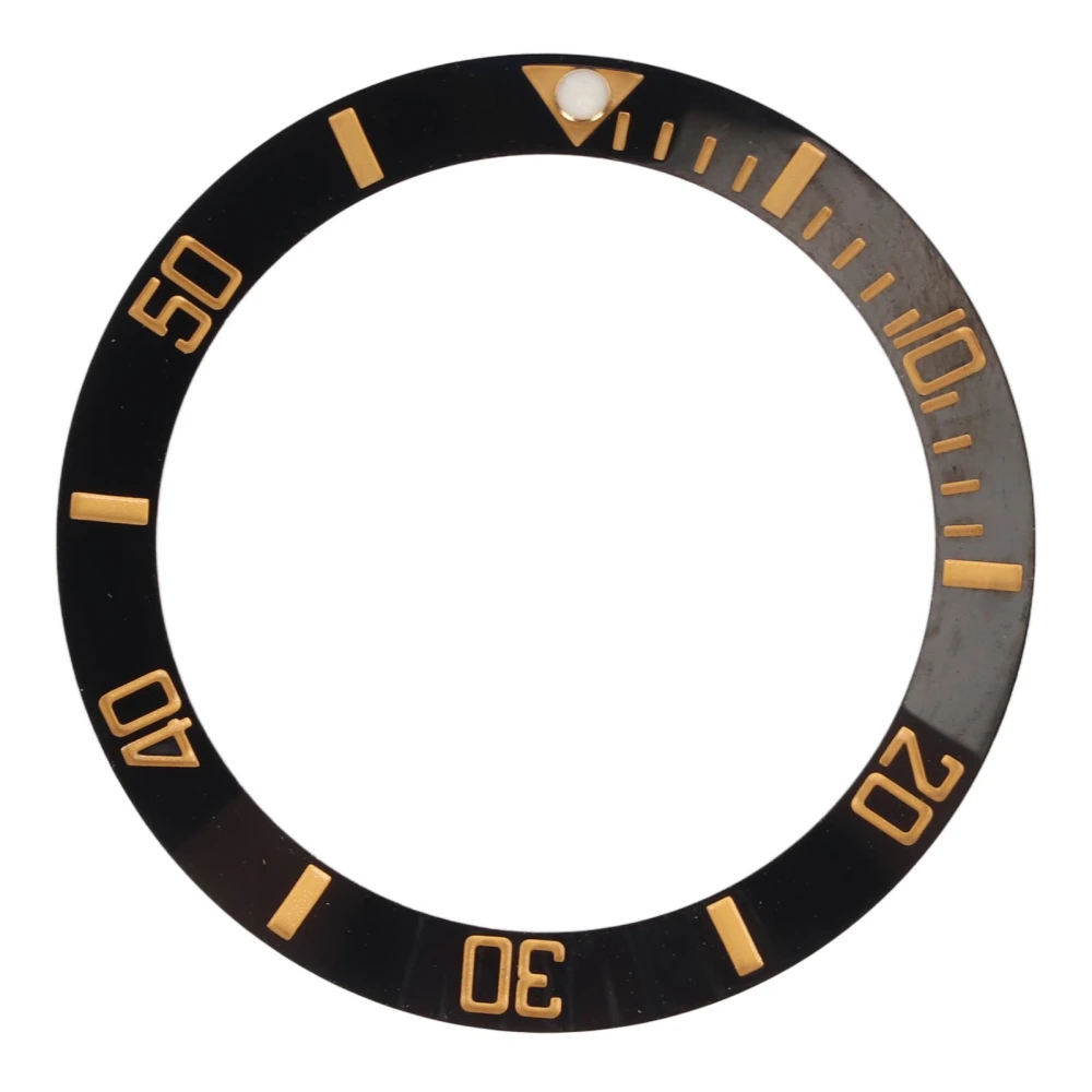 40mm Diameter Watch Bezel Insert Ring Clear Scale Luminous Ceramic Replacement Bezel Insert Gold Character Black Back