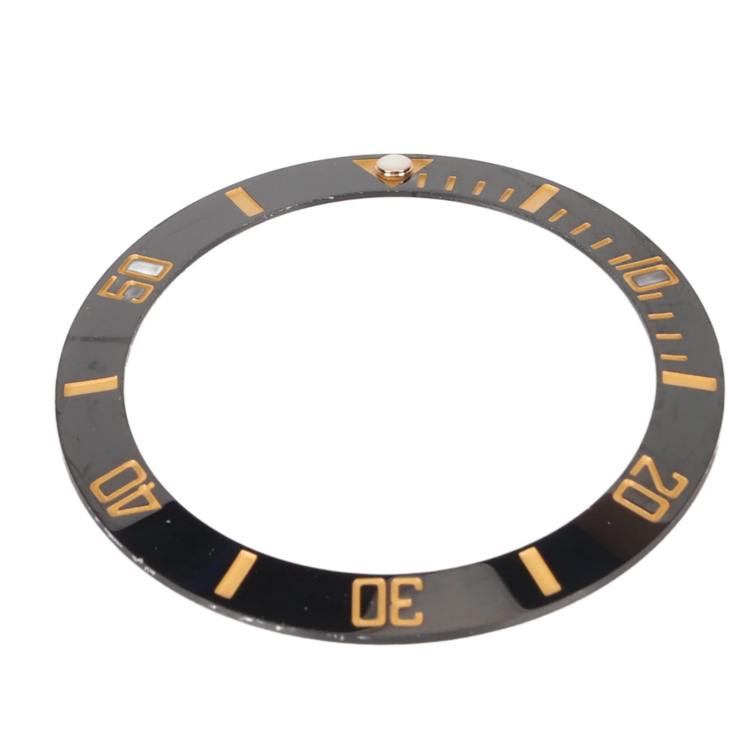 40mm Diameter Watch Bezel Insert Ring Clear Scale Luminous Ceramic Replacement Bezel Insert Gold Character Black Back