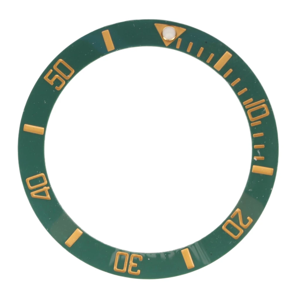 40mm Diameter Watch Bezel Insert Ring Clear Scale Luminous Ceramic Replacement Bezel Insert Gold Character Green Back