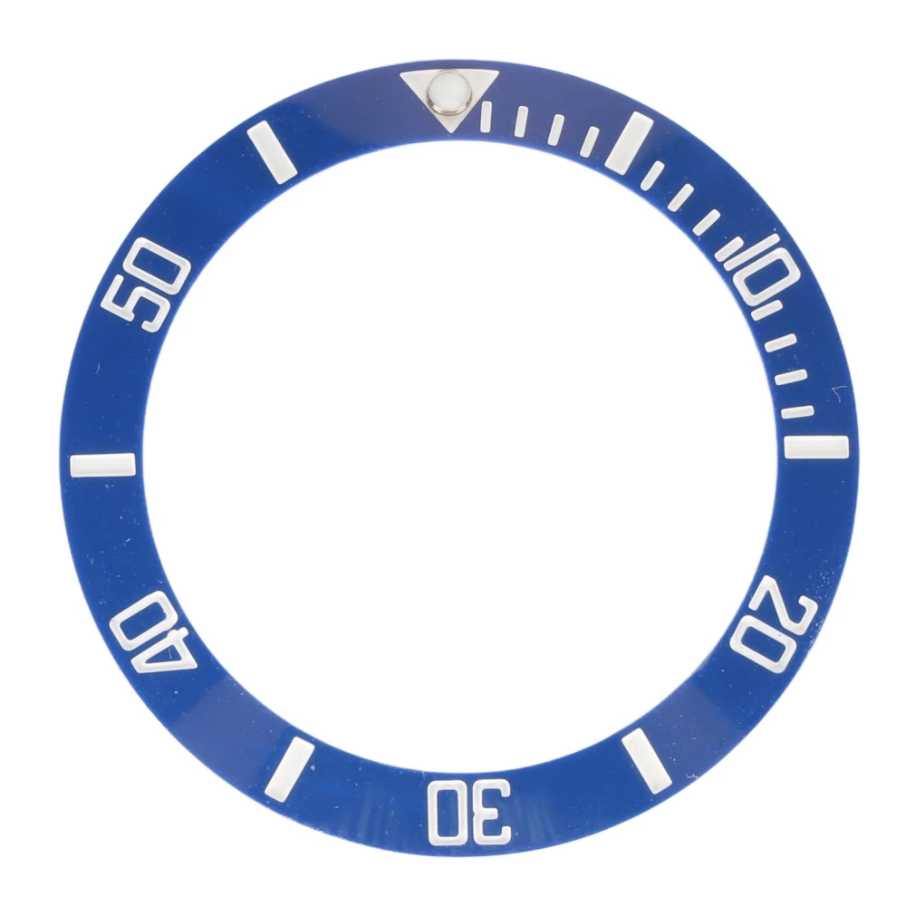 40mm Diameter Watch Bezel Insert Ring Clear Scale Luminous Ceramic Replacement Bezel Insert White Character Blue Back