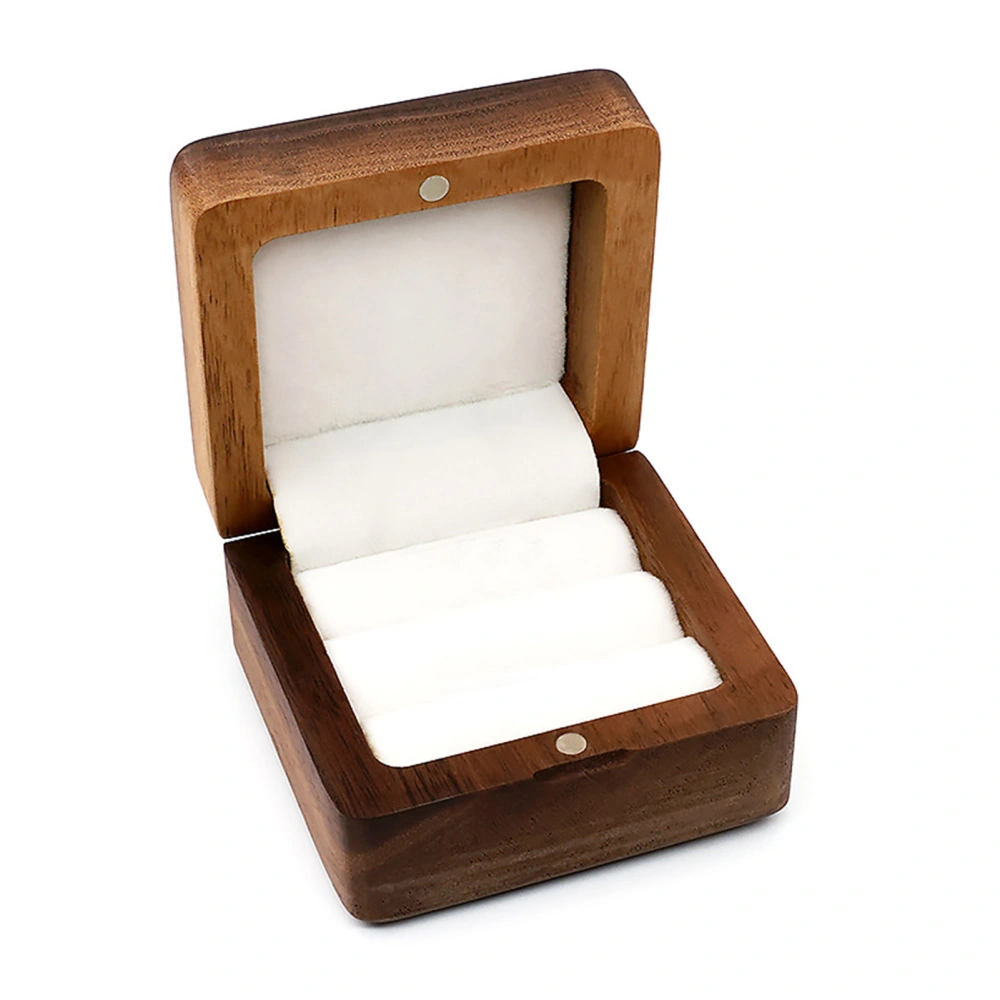 Retro Wedding Ring Box Portable Elegant Wooden Ring Storage Case for Ceremony Engagement Proposal