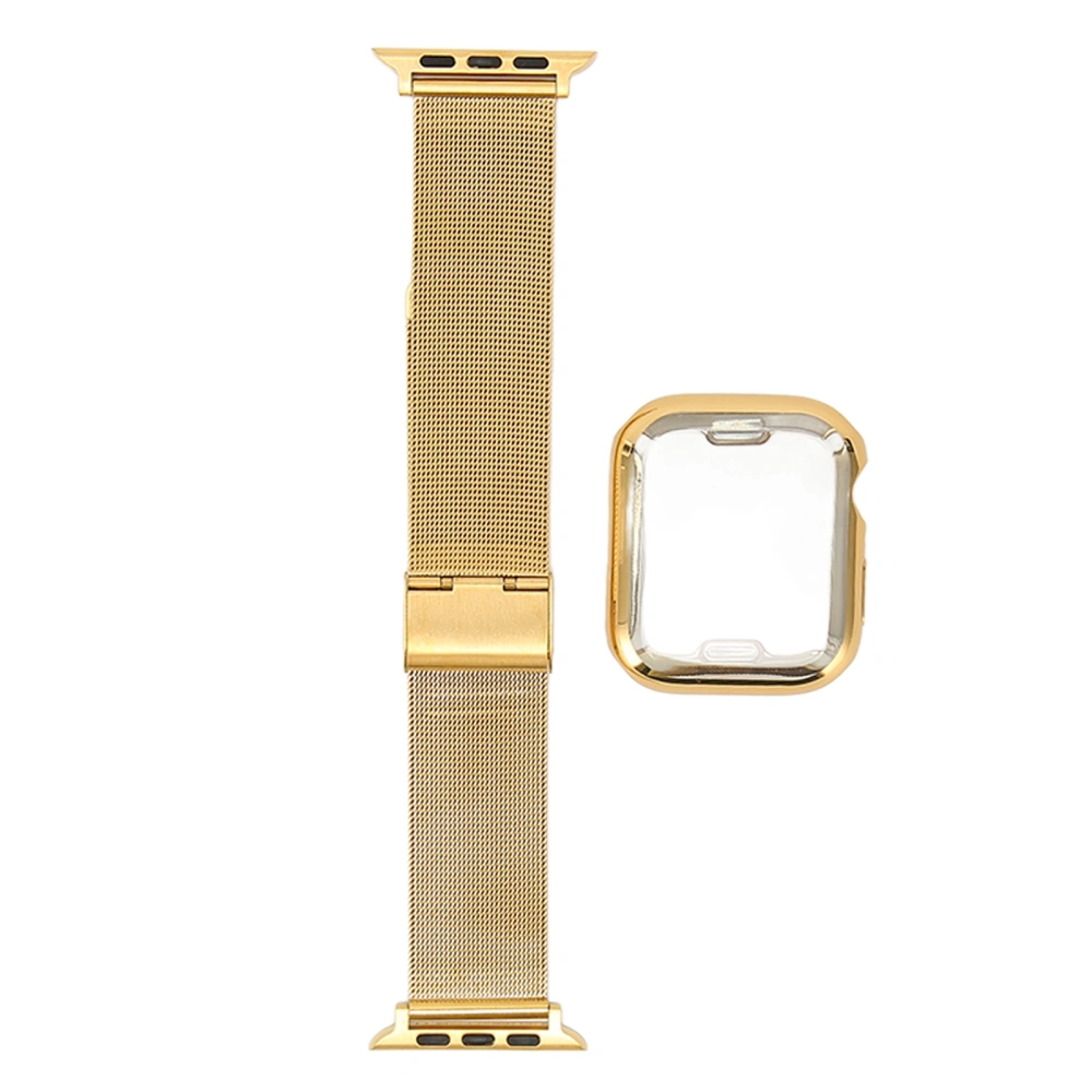 Watch Band Strap Scratch Resistant Watch Protective Case Replacement Accessory Fit for IWatch 40mm Gold