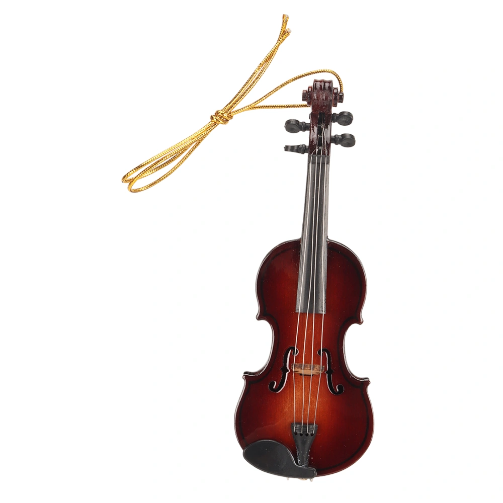 Miniature Violin Hanging Ornament Resin Environmental Beautiful Portable Mini Music Instrument Decor for Gifts