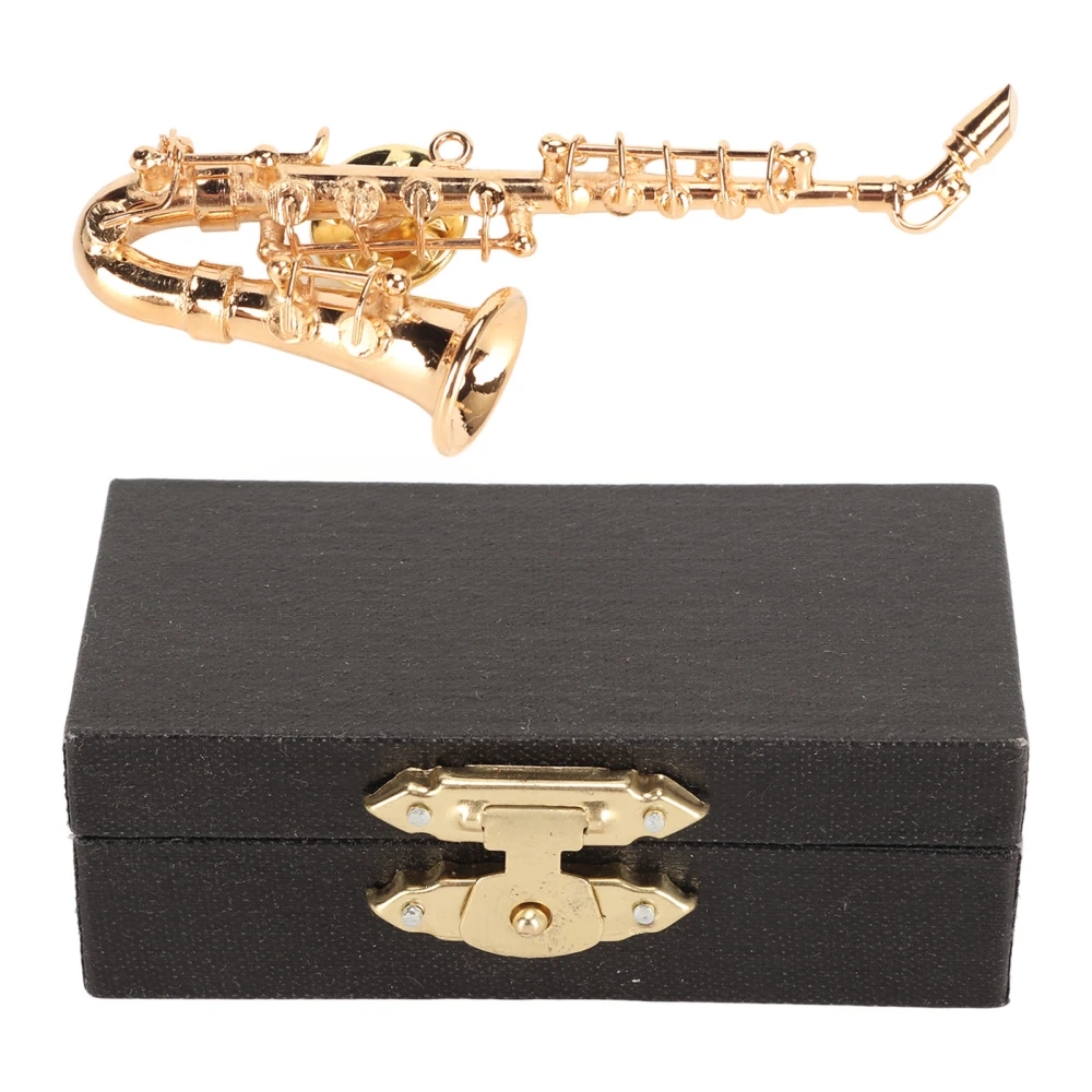 Musical Instrument Brooch Pin Fashion Miniature Saxophone Brooch Pin with Red Velvet Lined Instrument Case