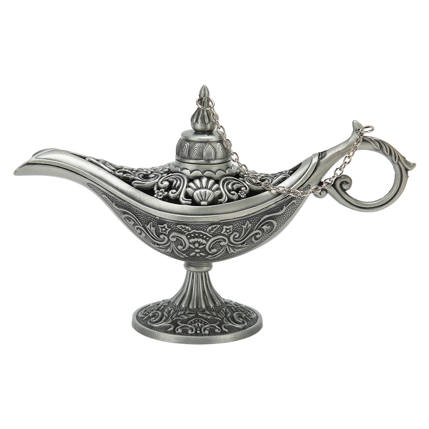 Antique Pewter Arabian Lamp Tabletop Retro Zinc Alloy Legend Wishing Light Costume Party Decoration
