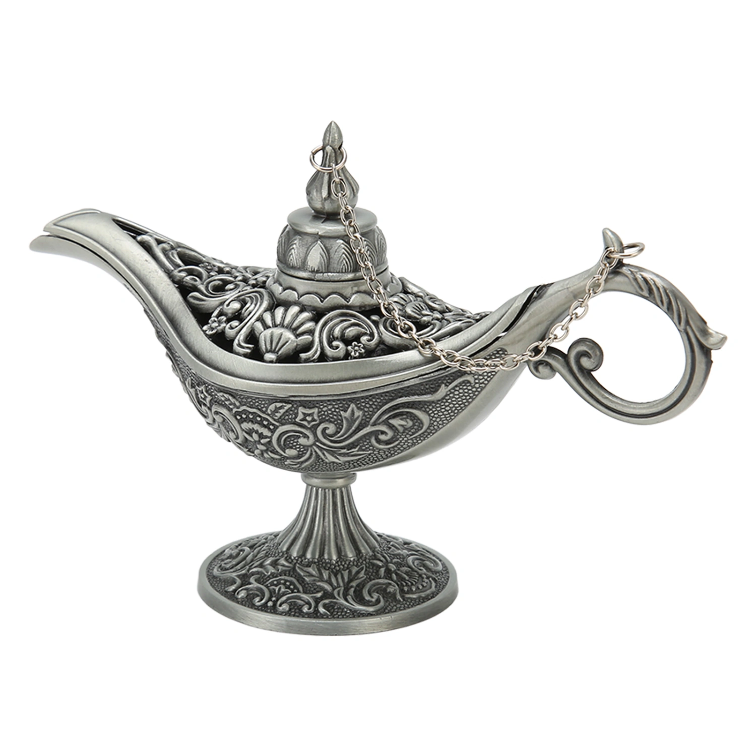 Antique Pewter Arabian Lamp Tabletop Retro Zinc Alloy Legend Wishing Light Costume Party Decoration