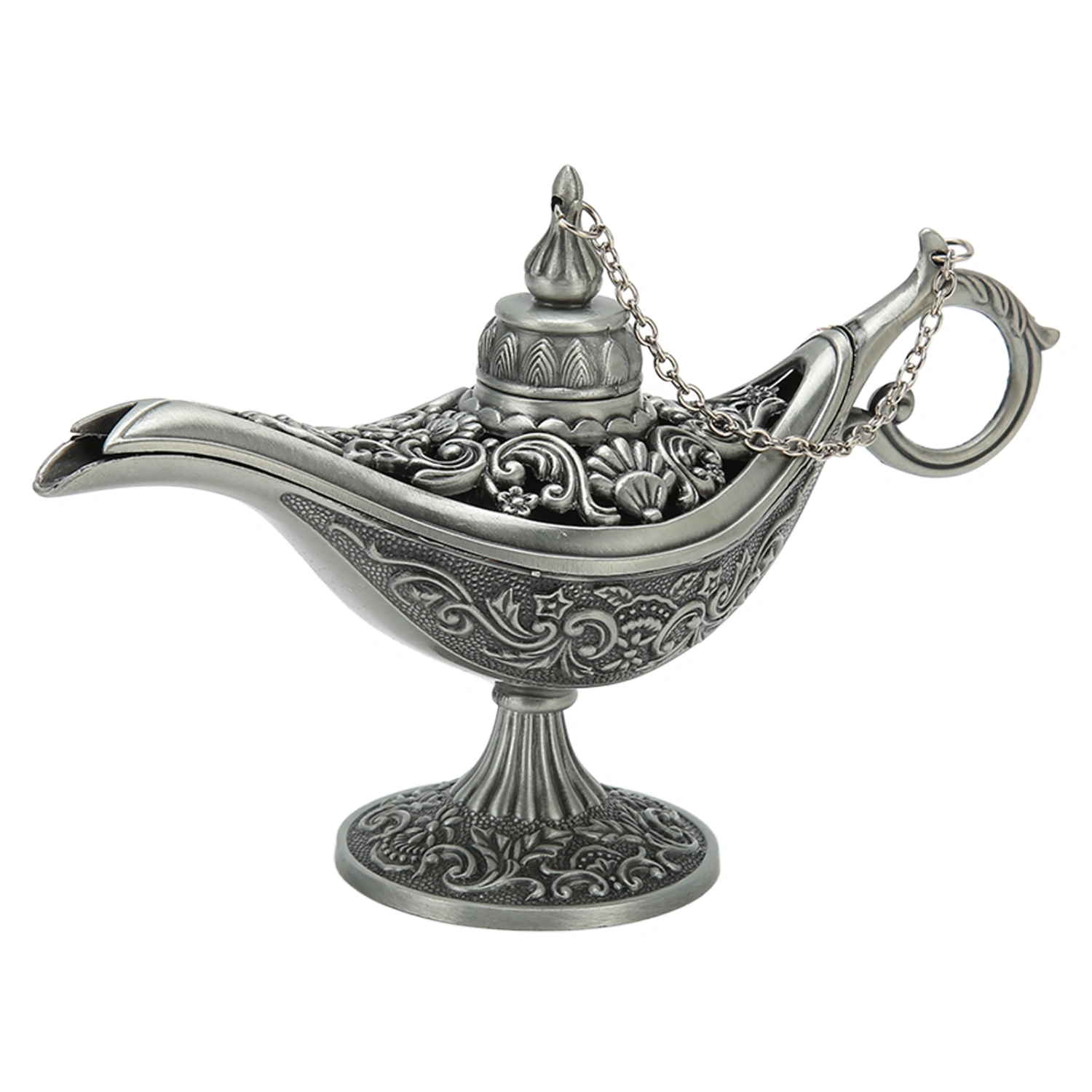 Antique Pewter Arabian Lamp Tabletop Retro Zinc Alloy Legend Wishing Light Costume Party Decoration