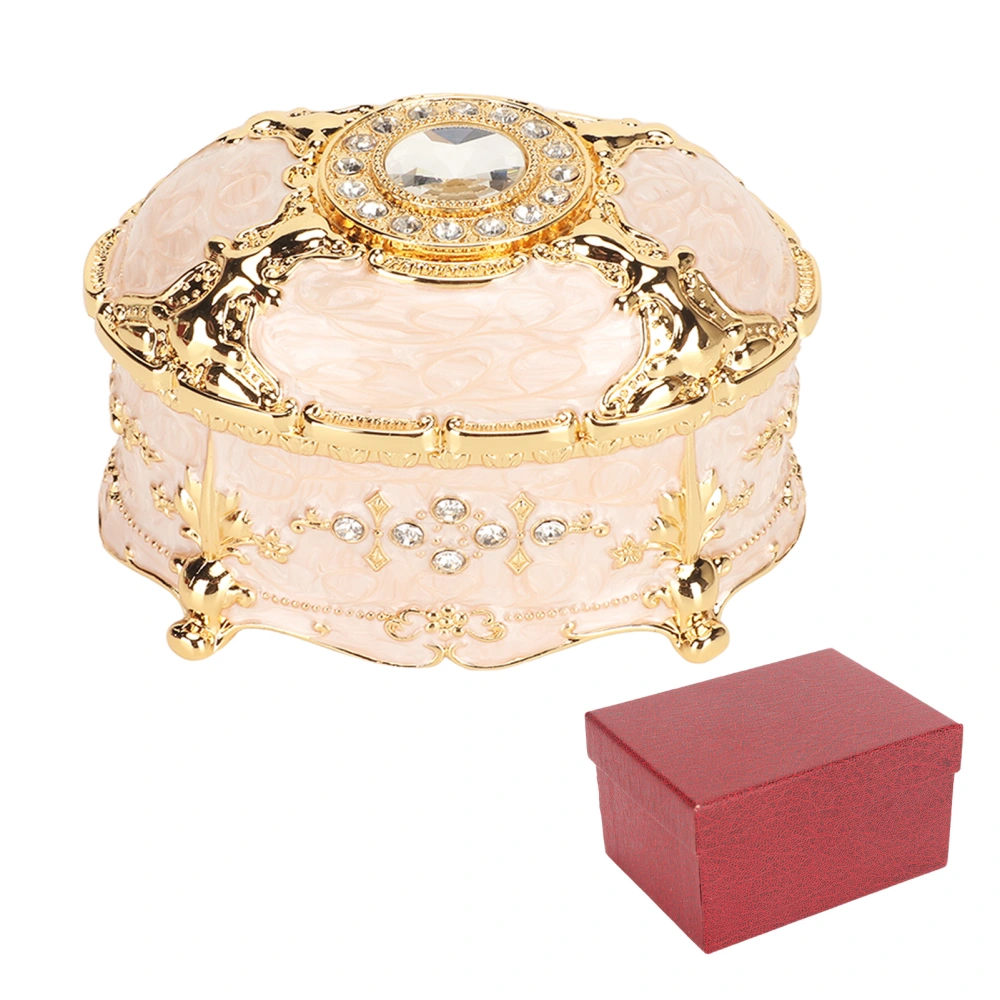 Vintage Jewelry Box Oval Trinket Metal Decorative Rings Necklace Organizer Box for Women Girls