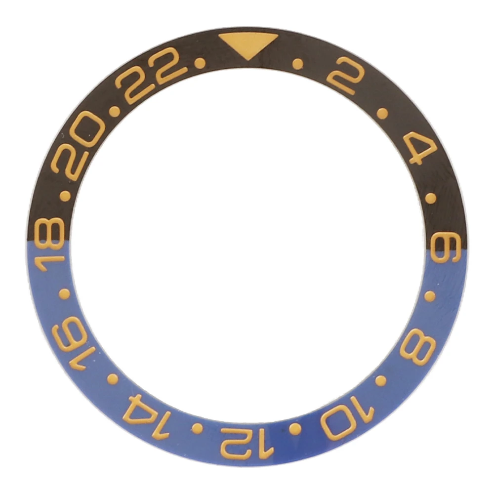 Ceramic Watch Bezel Insert 38mm Blue Black Base Gold Digit Watch Bezel Ring Replacement Accessory