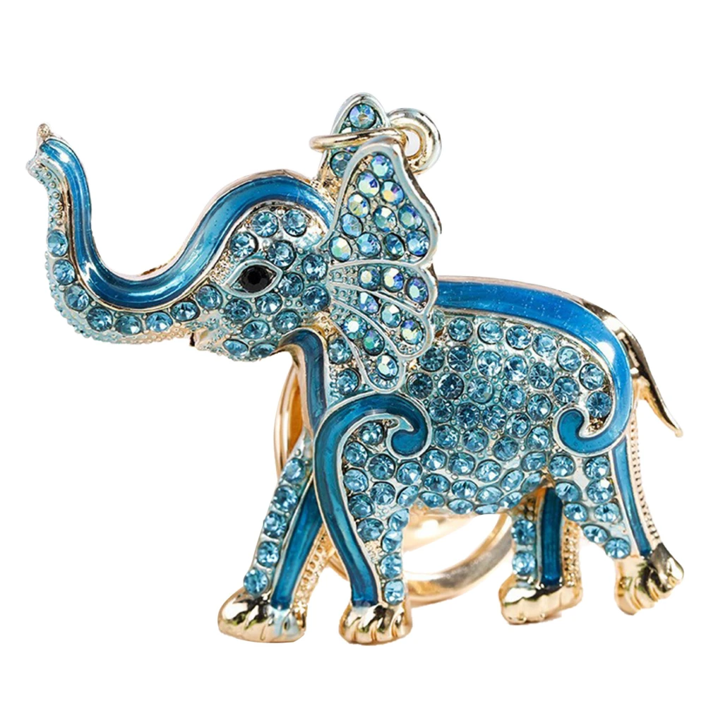 Cute Elephant Keychain Zinc Alloy Cute Rhinestone Pendant Small Ornaments Decorative Accessories for Women Blue Standard