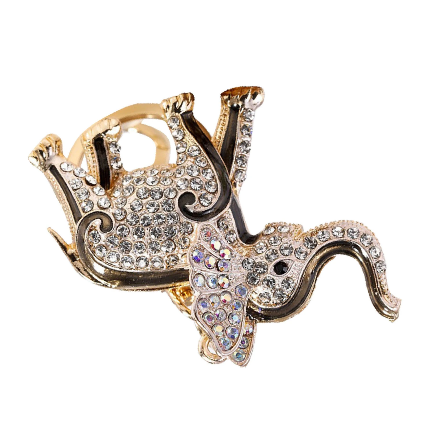 Cute Elephant Keychain Zinc Alloy Cute Rhinestone Pendant Small Ornaments Decorative Accessories for Women Black Standard