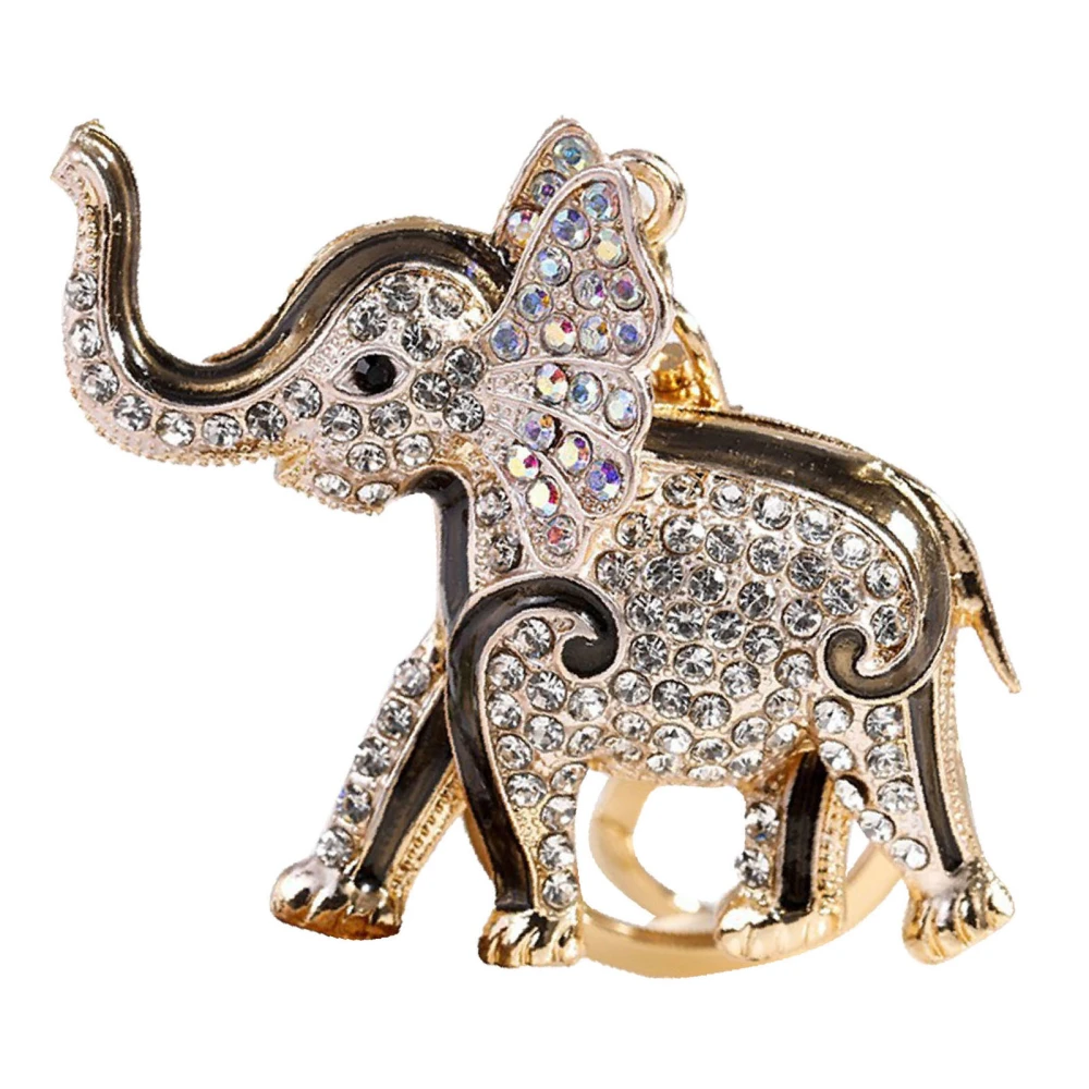 Cute Elephant Keychain Zinc Alloy Cute Rhinestone Pendant Small Ornaments Decorative Accessories for Women Black Standard