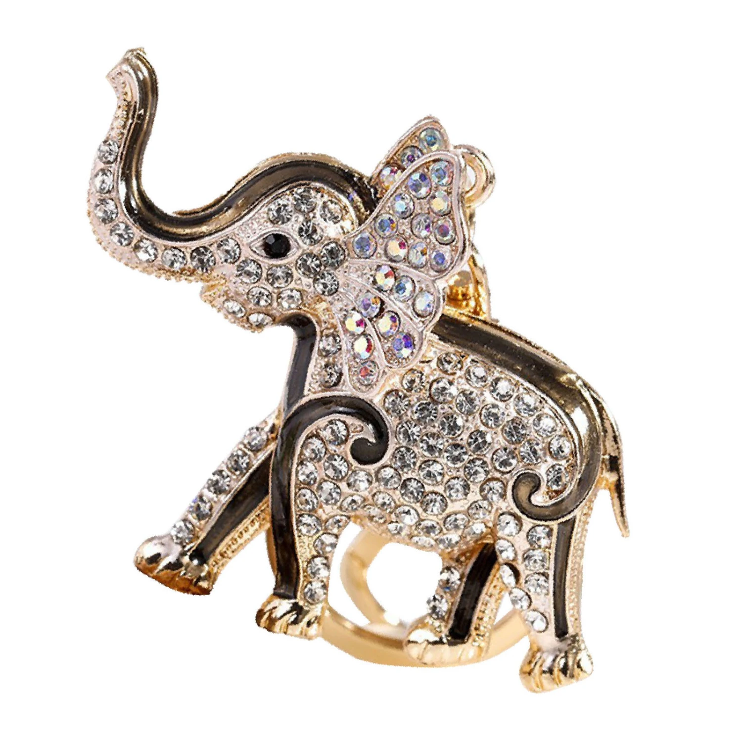 Cute Elephant Keychain Zinc Alloy Cute Rhinestone Pendant Small Ornaments Decorative Accessories for Women Black Standard