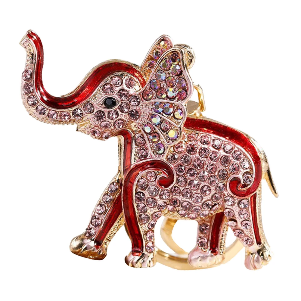 Cute Elephant Keychain Zinc Alloy Cute Rhinestone Pendant Small Ornaments Decorative Accessories for Women Red Standard