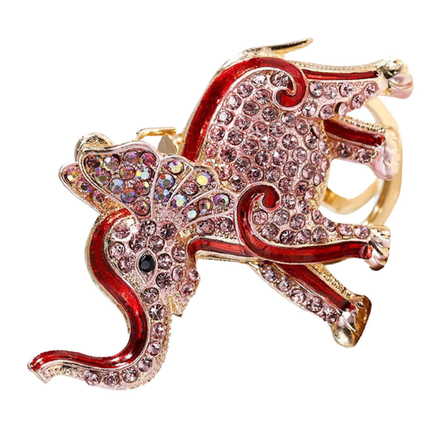 Cute Elephant Keychain Zinc Alloy Cute Rhinestone Pendant Small Ornaments Decorative Accessories for Women Red Standard
