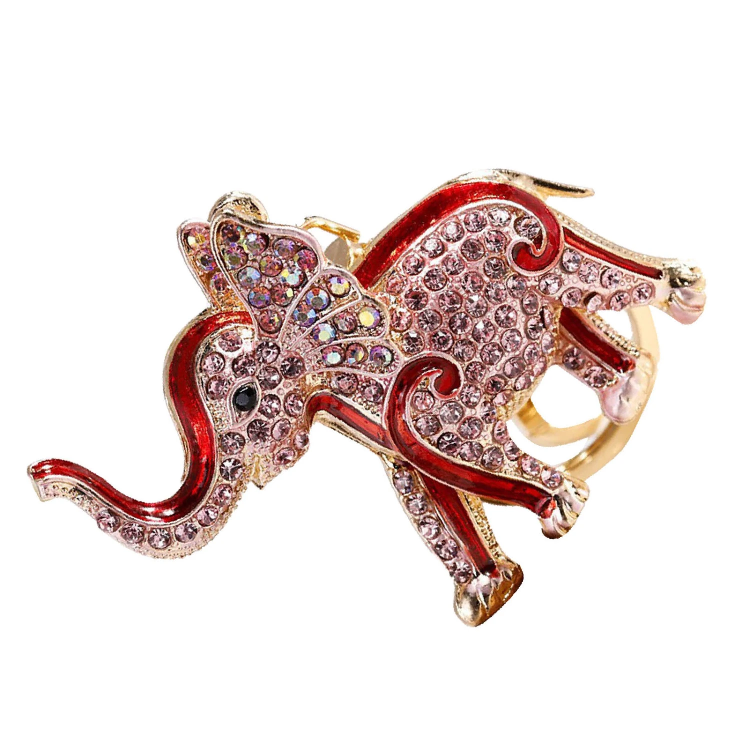 Cute Elephant Keychain Zinc Alloy Cute Rhinestone Pendant Small Ornaments Decorative Accessories for Women Red Standard