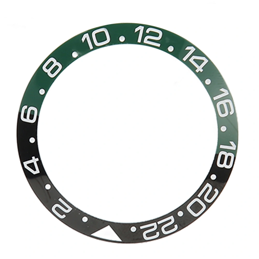 38mm Diameter GMT Watch Bezel Insert Ring Black Green Base White Character Ceramic Bezel Insert Base Ring