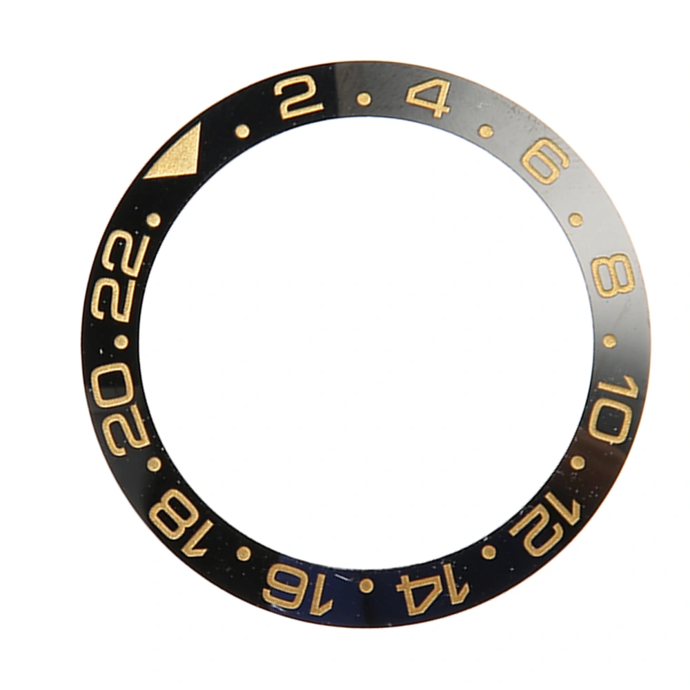 Ceramic Watch Bezel Ring Black Base Gold Digit Watch Bezel Insert Replacement Parts Accessory for Watchmaker 38mm