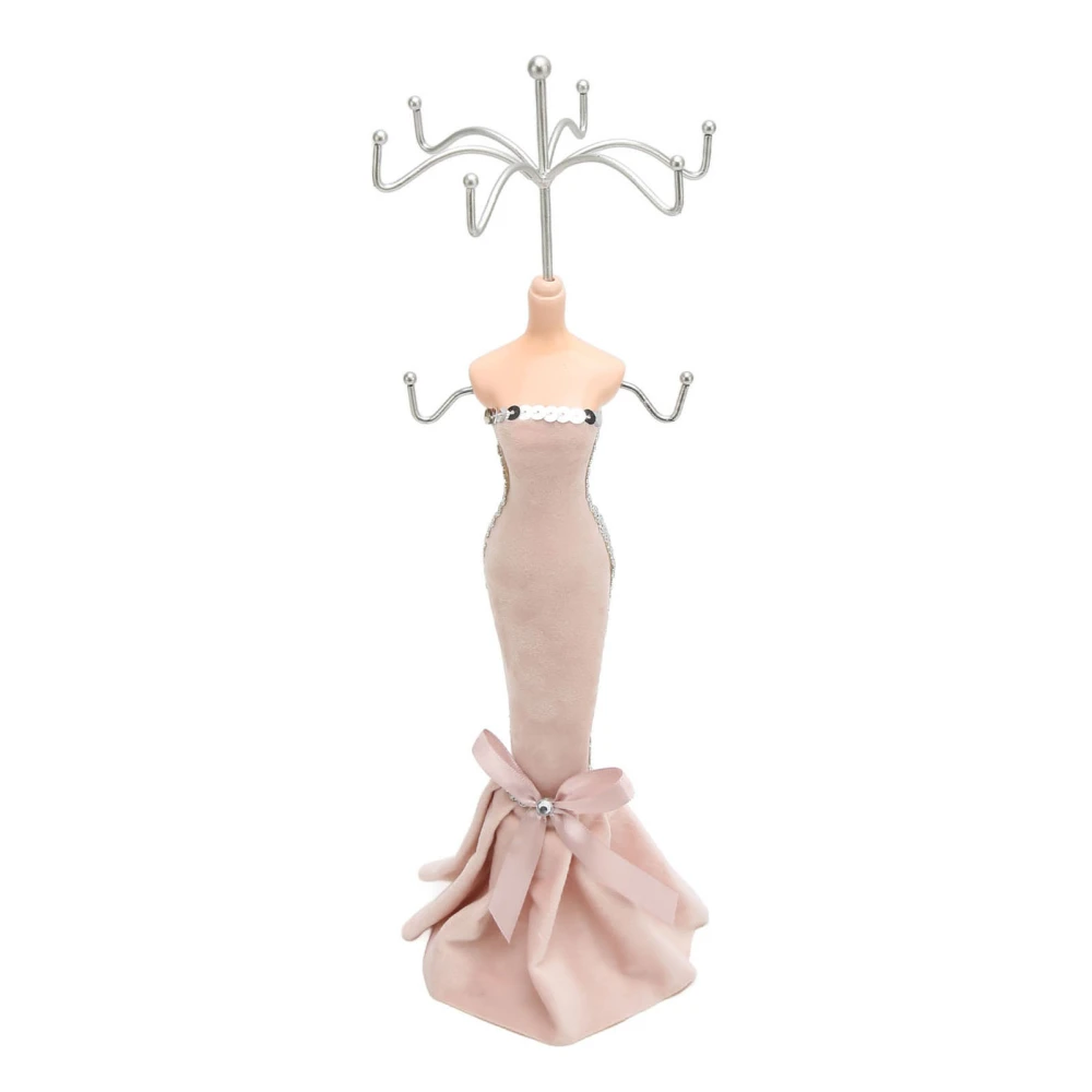 Mannequin Ring Hanging Tower Long Bodycon Dress Strapless Mannequin Earring Display Tower Pink