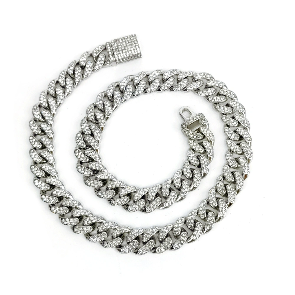 Cuban Link Chain 20cm Bracelet 50cm Necklace Alloy Fashion Accessory for Men Women Silver Color