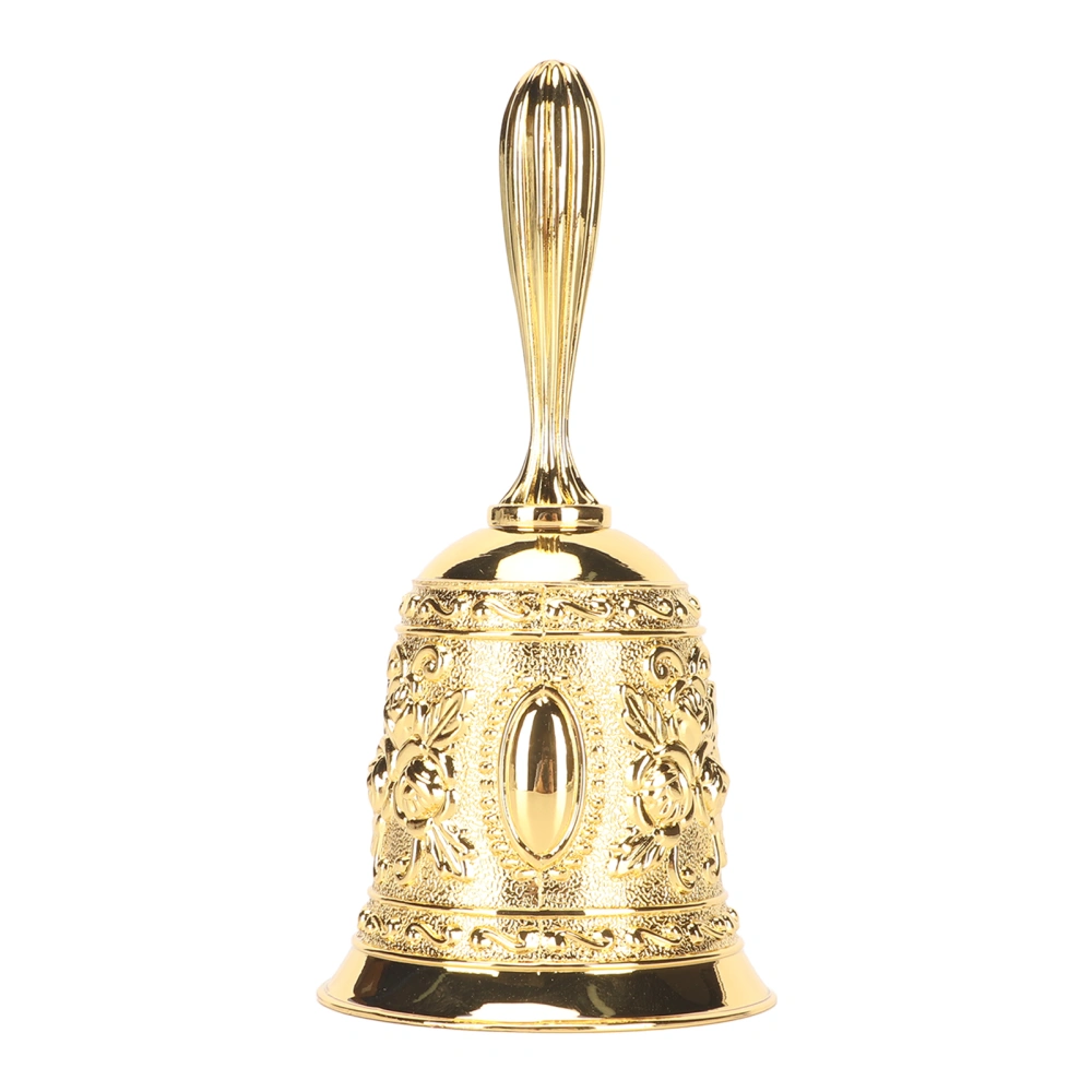 Golden Hand Ring Bell Embossing Golden Call Bell for Restaurant Service Hand Bell for Wedding Events Home Decoration