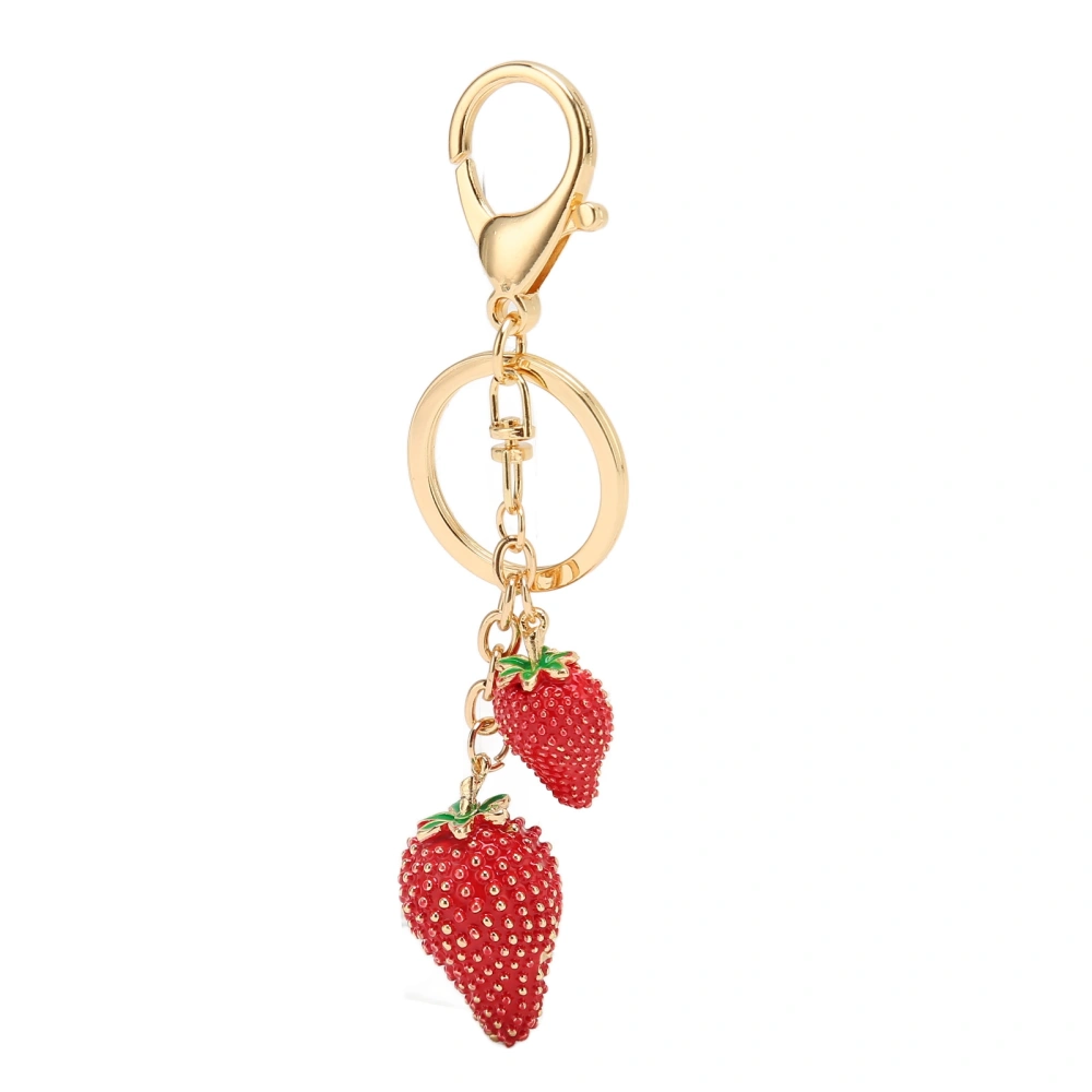 Cute Strawberry Shaped Pendant Keychain Women Alloy Exquisite Key Ring Decoration for Handbag Purse