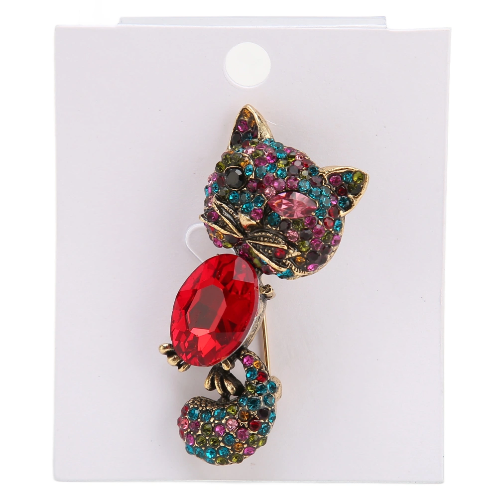 Cat Brooches Vintage Crystal Lovely Animal Rhinestone Cat Brooch Pin for Women Men Gifts