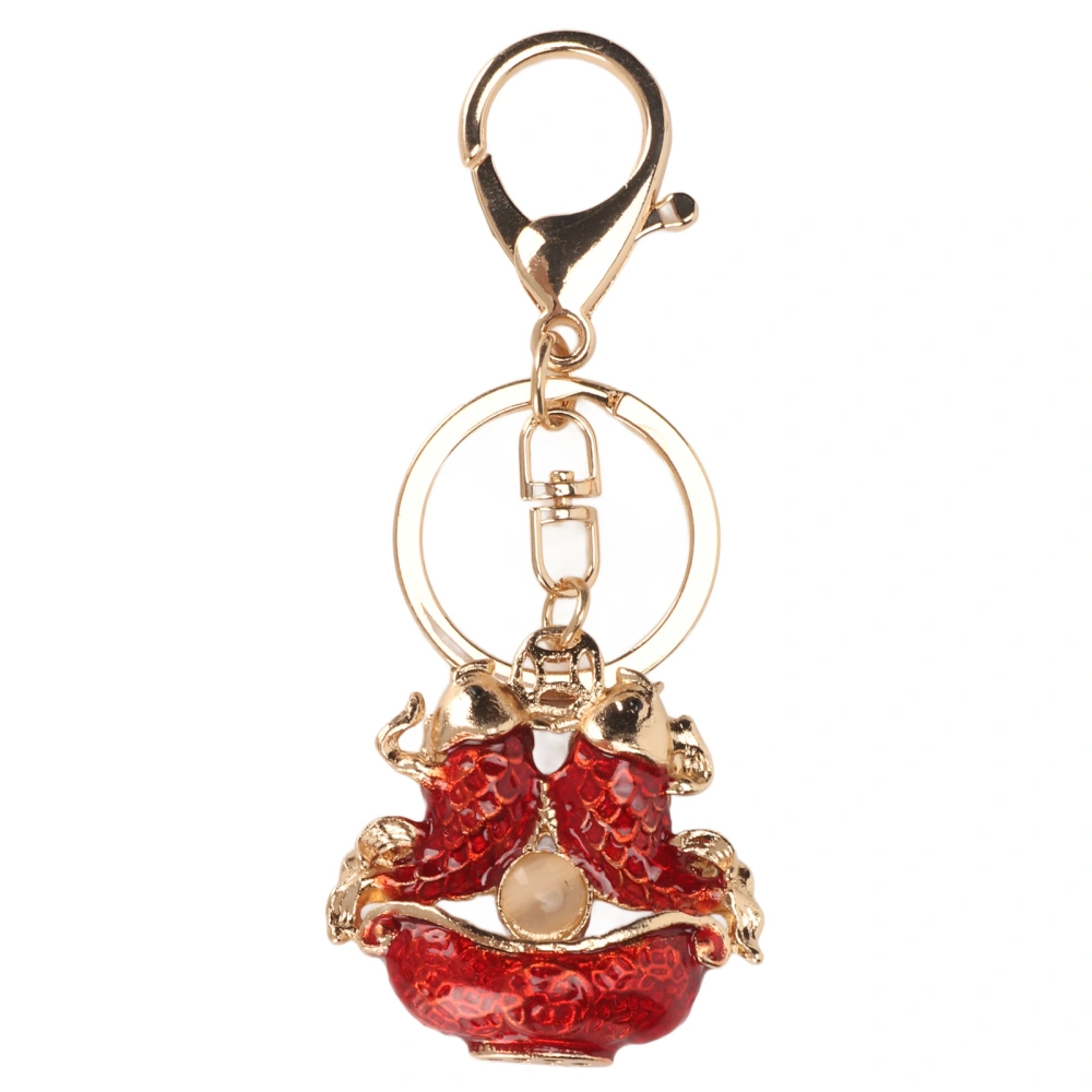 Lucky Fish Key Ring Chinese Style Fashionable Compact Exquisite Zinc Alloy Carp Key Chain Red