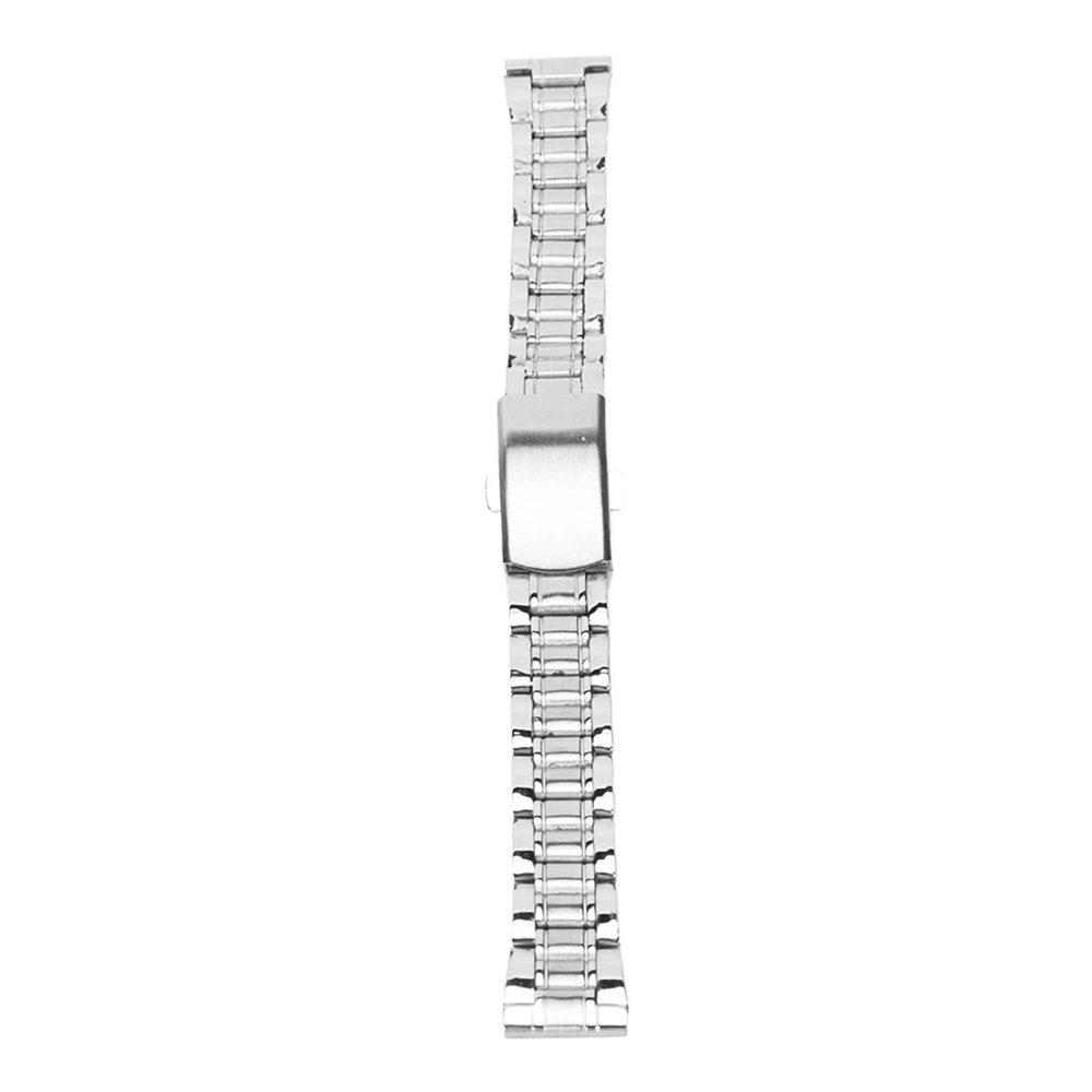 Metal Watchband Quick Release Deployment Clasp Double Button Stainless Steel Watch Strap for Men Women Silver 20mm/0.79in