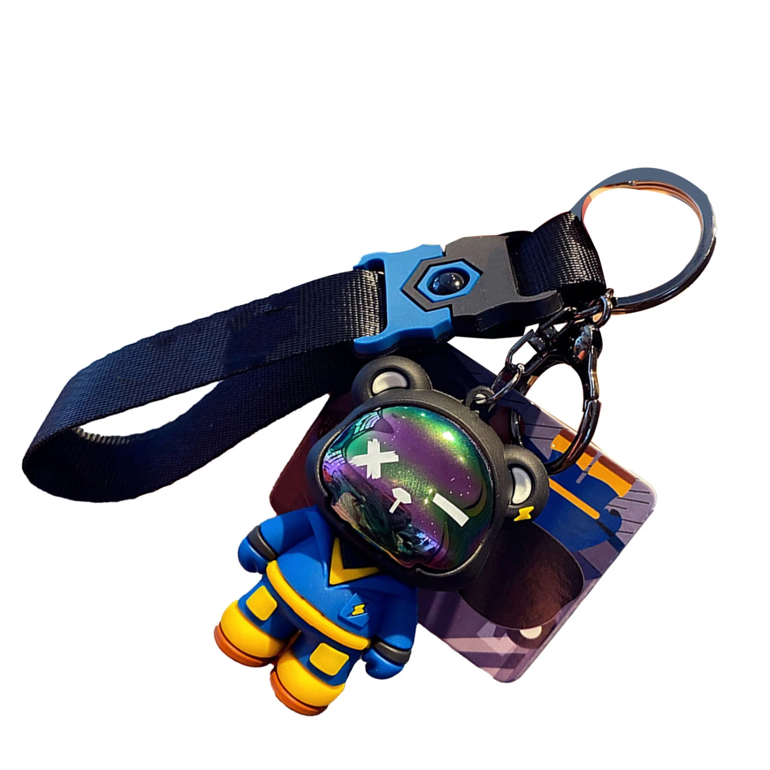 Metal Keychains Cute Bear Shaped Letter Printed Strap Fashionable Key Rings for Men Women Repairman