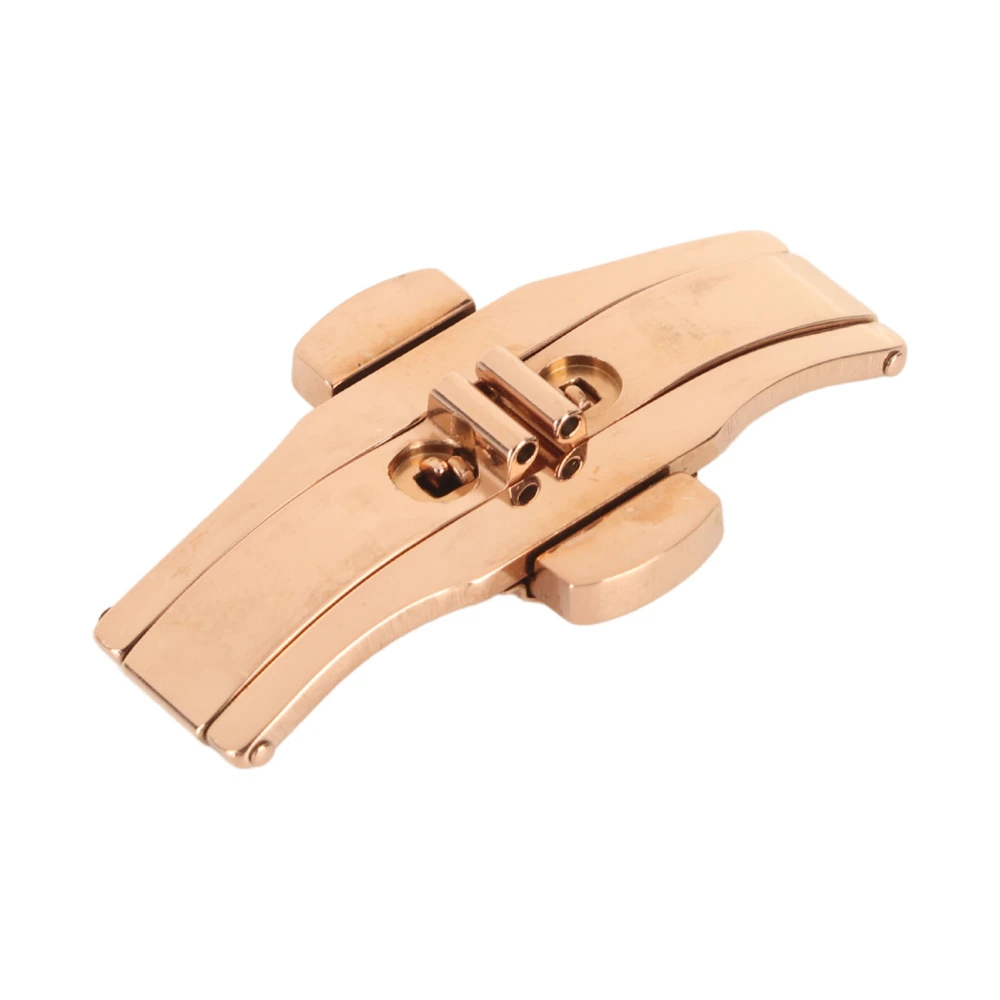 Watch Butterfly Clasp Rose Gold High Finish Stainless Steel Double Push Button Folding Deployment Clasp