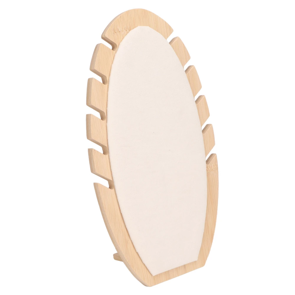 Necklace Display Stand Leaf Shaped Soft Lint Scratch Proof Wooden Chain Jewelry Holder Beige