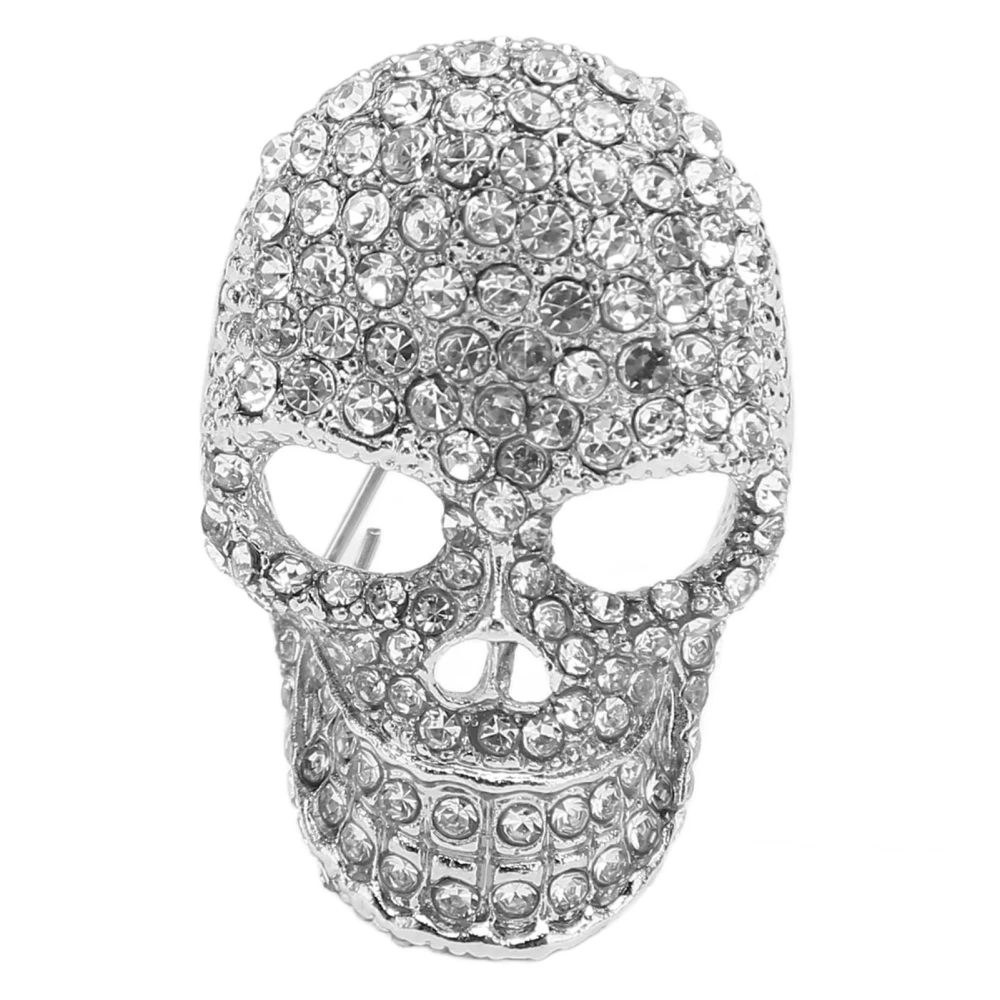 Skull Pin Brooch Sparkling Vintage Decorative Clear Rhinestone Skull Head Pin Brooch for Halloween