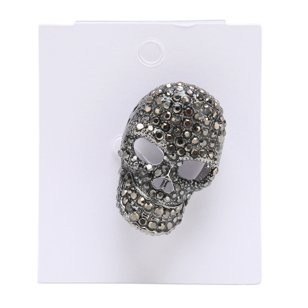 Vintage Skull Brooch Rhinestone Sparkly Nickle Free Skull Head Pin Brooch Accessory Black