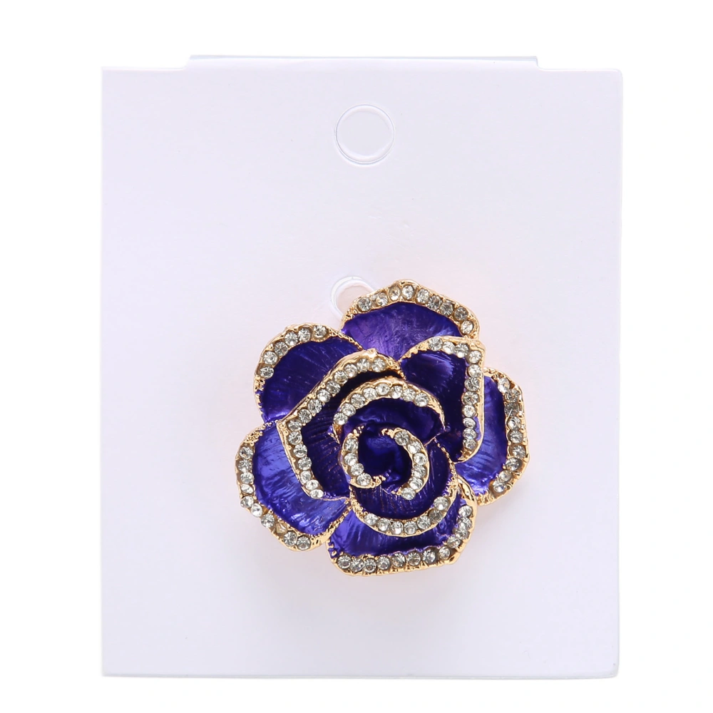 Elegant Flower Brooch Pin Rhinestone Petal Clothes Accessories Blossom Flower Brooch Pin Bluish Purple