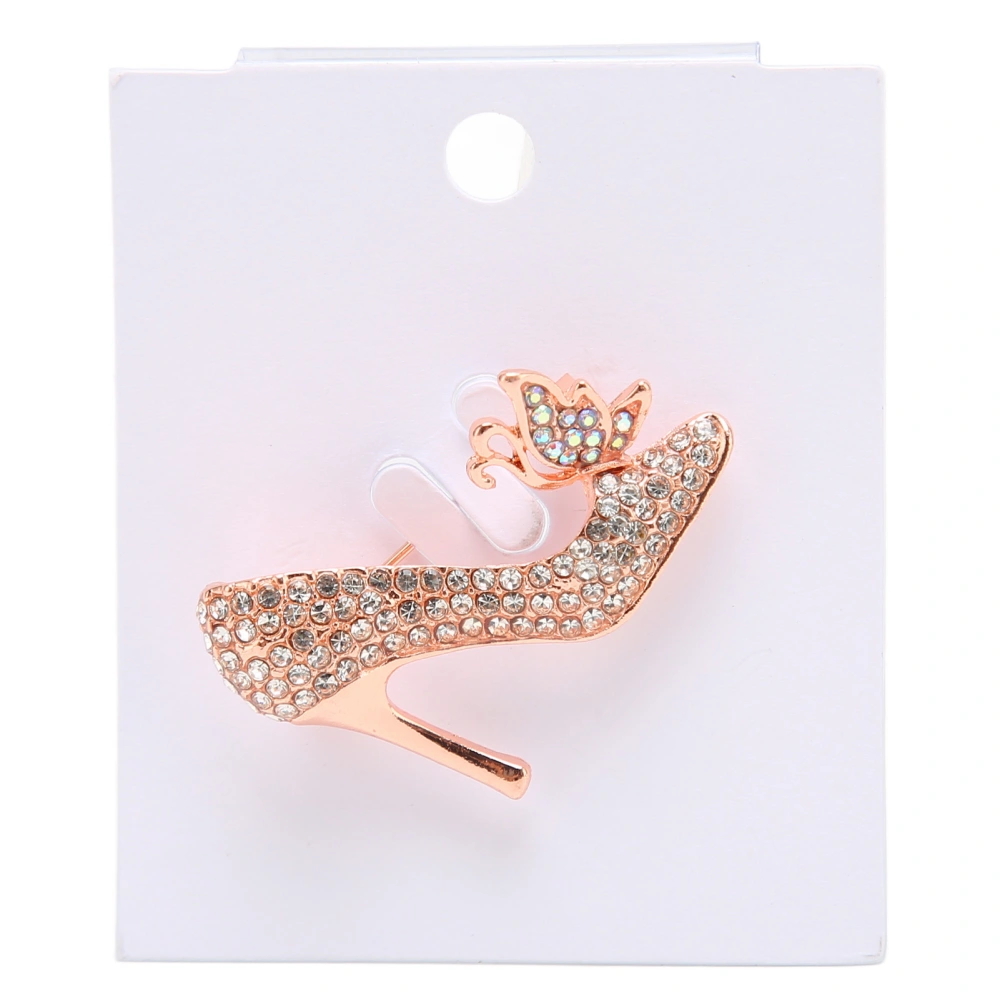 Women High Heels Sparkling Brooch Elegant Fashion Rhinestone Brooch Pins Jewelry White