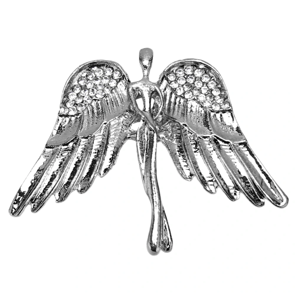 Guardian Angel Brooch Pin Crystal Jewelry Lapel Brooch Pins for Women and Men Silver Black