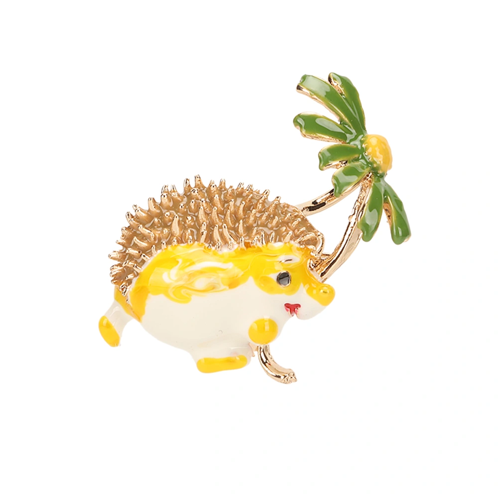 Cute Cartoon Hedgehog Flower Brooch Pin Men Women Yellow Green Alloy Enamel Exquisite Animal Brooch Jewelry