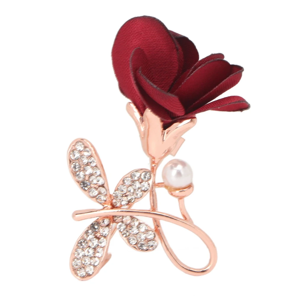 Rose Brooch Crystal with Inlaid Simulated Diamonds Eye Catching Texture Layered Rose Petals for Birthday Party Holiday