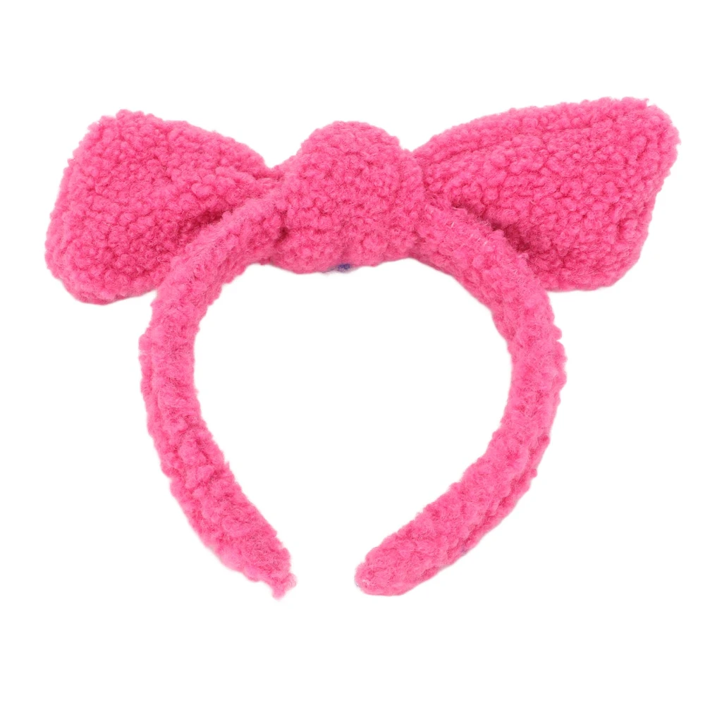 Bow Headband for Girls Soft Comfortable Portable Plush Headband Makeup Headband for Spa Sports Rose Red