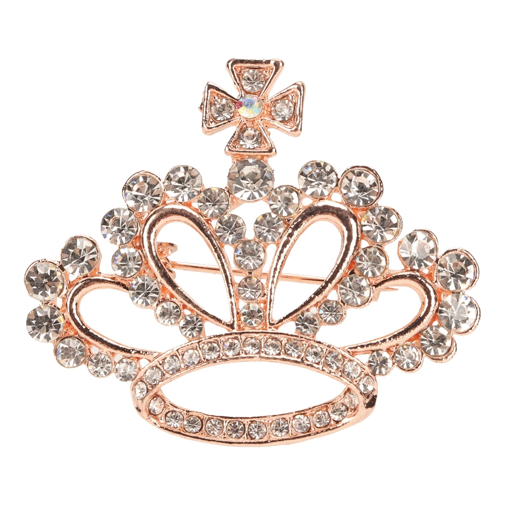 White Women Rhinestone Crown Brooch Stylish Decorative Female Ladies Rhinestone Breastpin