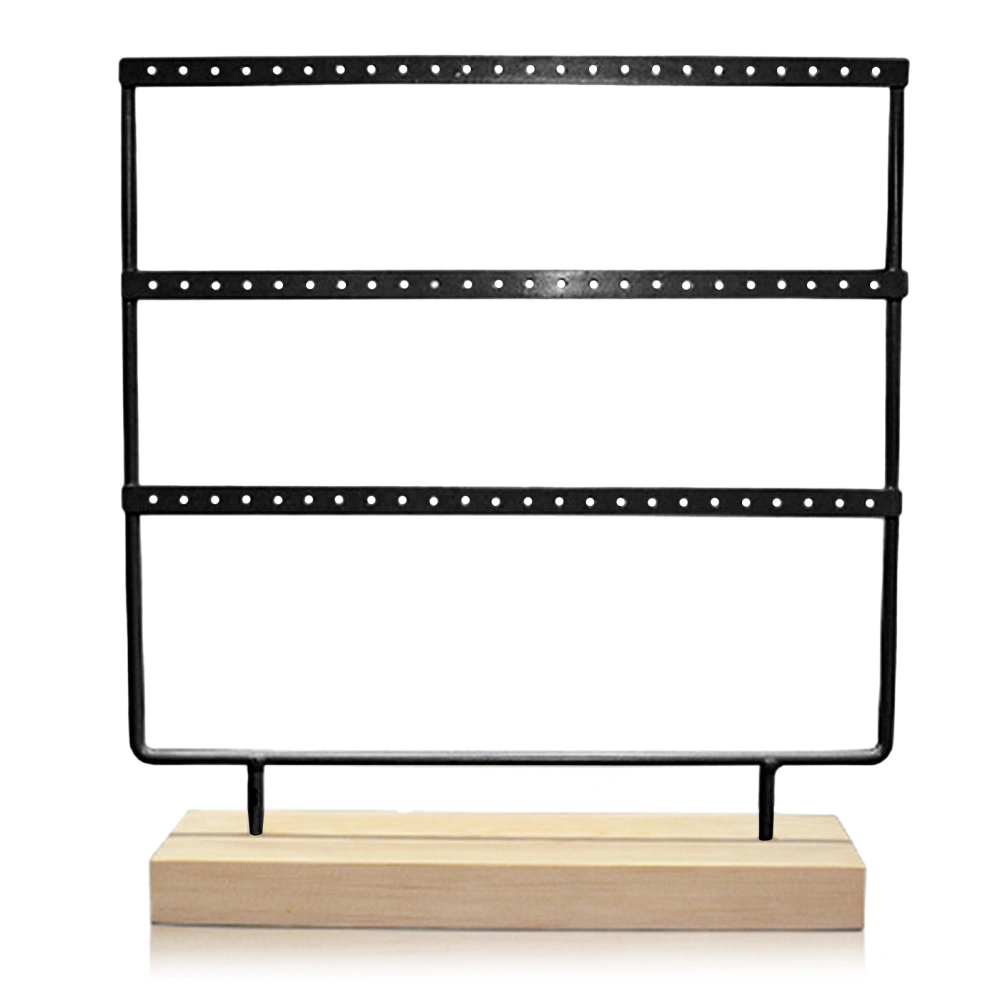 Jewelry Stand 3 Layers Elegant Style Compact Large Capacity Iron Material Decorative Practical Earring Storage Rack for Display Black