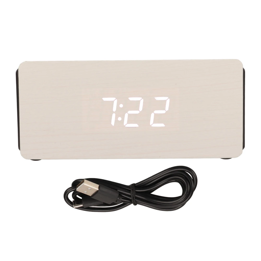 White Wood Clock Intelligent 4 Gears Brightness Bluetooth 15W Wooden LED Clock for Children