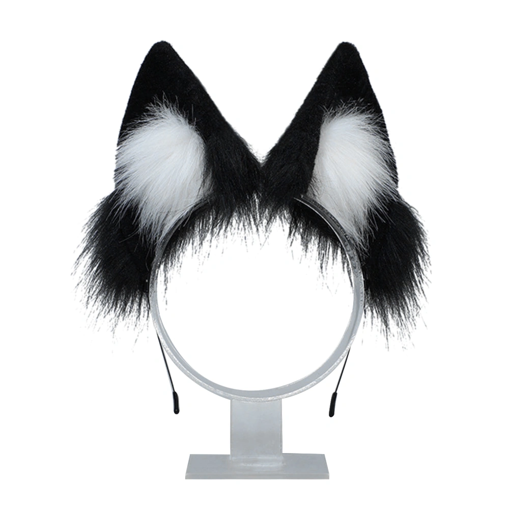 Plush Ear Headband Cute Comfortable Fine Made Fluffy Animal Ear Headwear with Skeleton Black