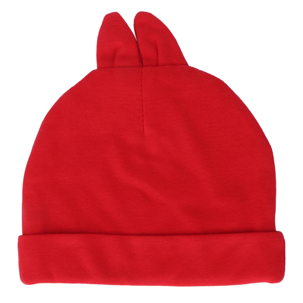 Baby Hat Warm Breathable Elastic Soft Cute Infant Cap with Rabbit Ears for Newborn Boys Girls Red