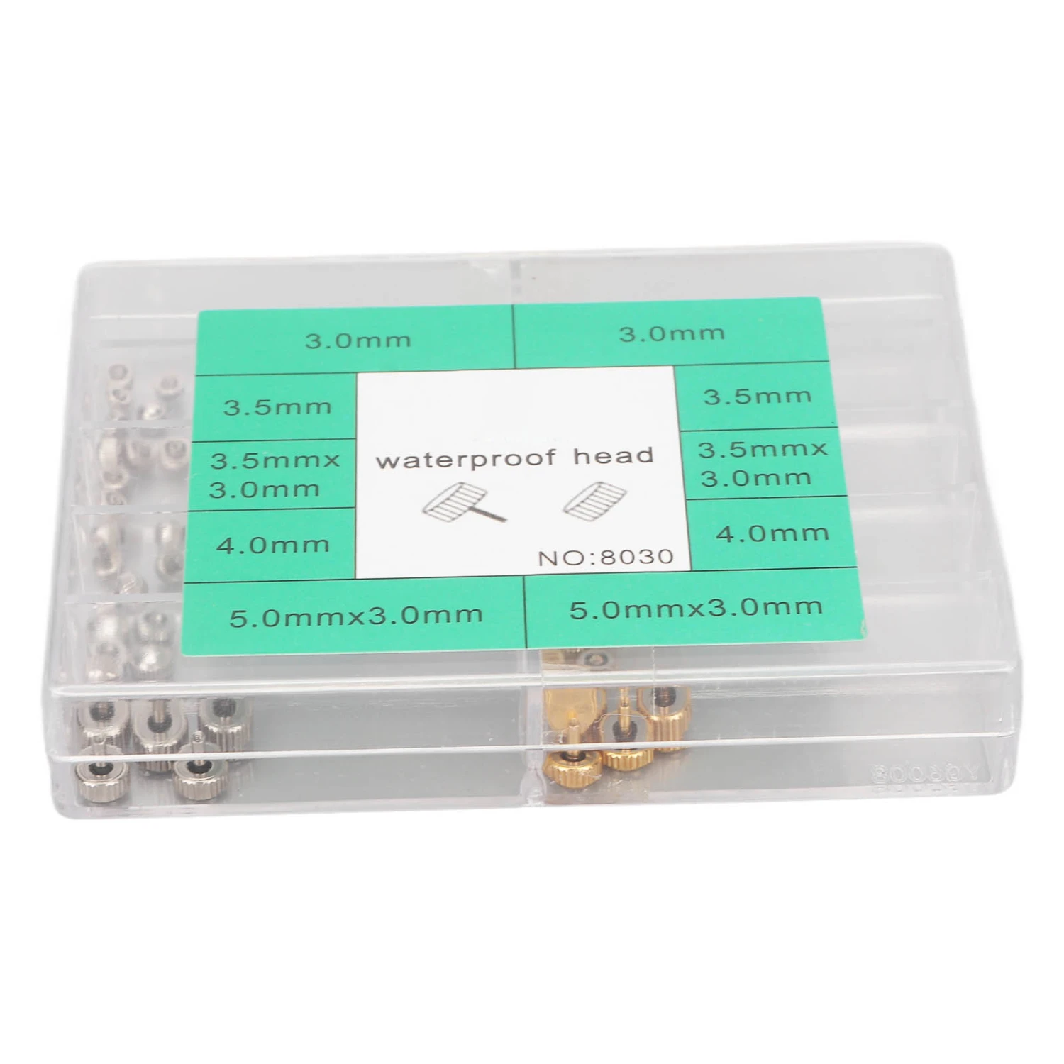 Watch Crowns Parts Waterproof Stainless Steel Flat Head Precise Watch Spare Repairing Crowns with Storage Box
